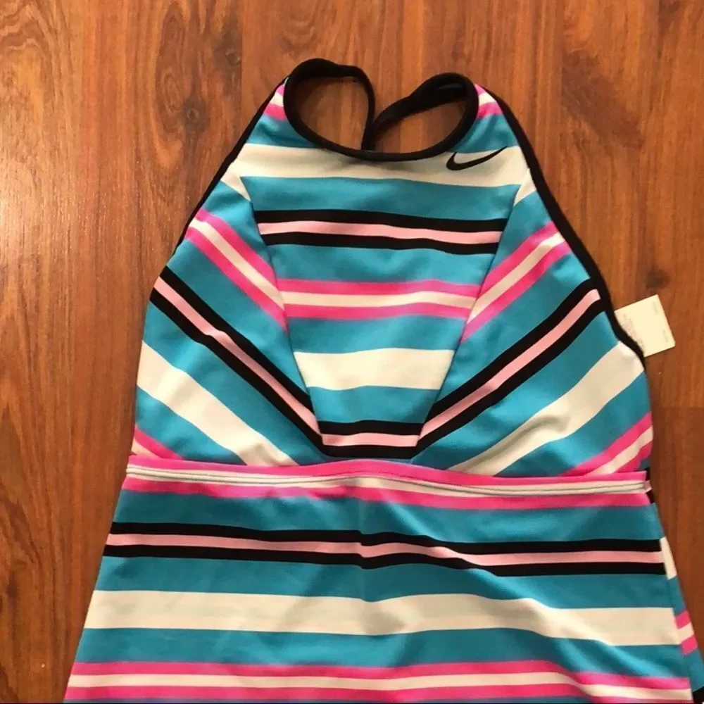Nike vintage striped halter racer back top M